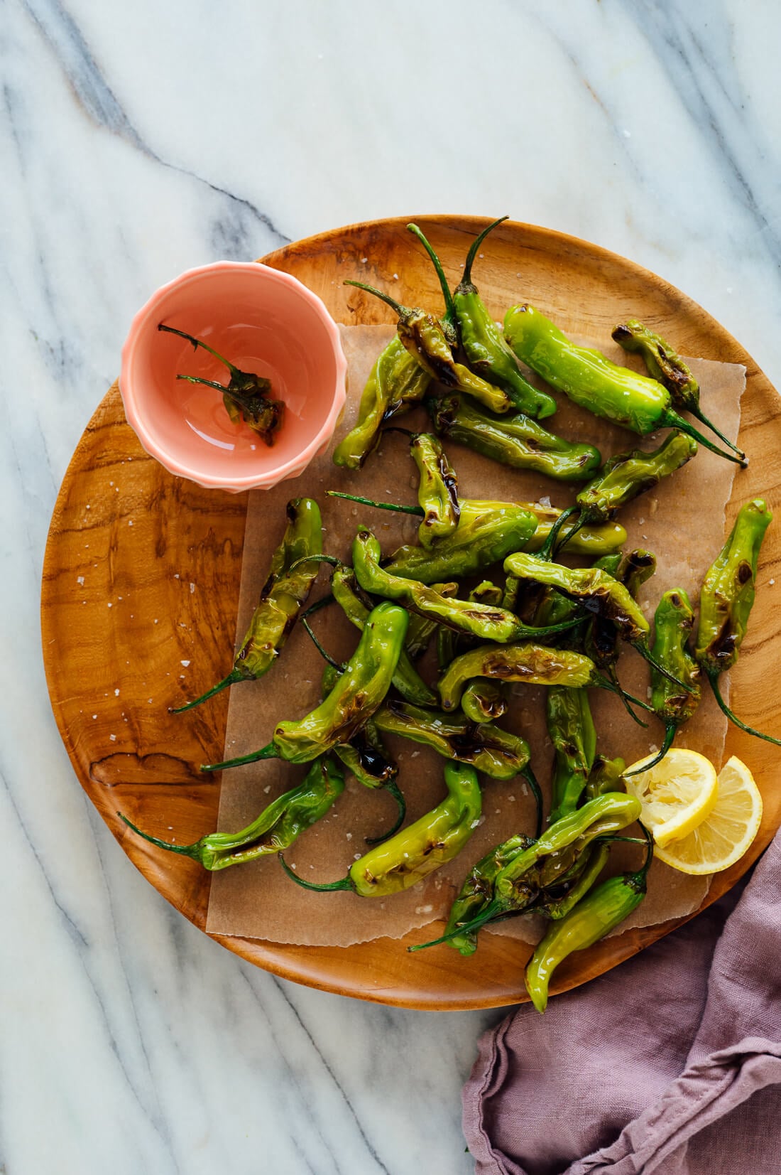 sautรฉed shishito peppers, ready to serve